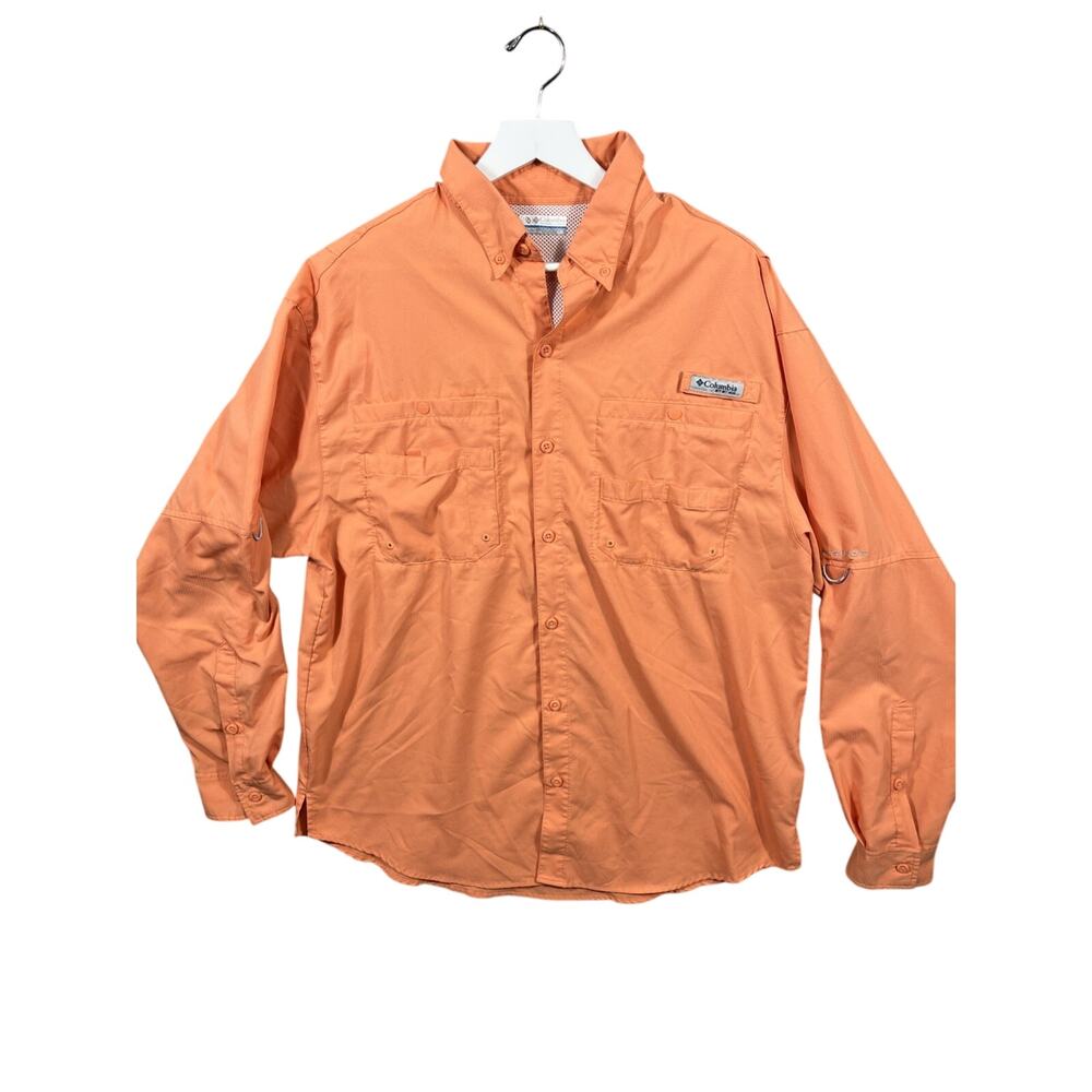 Columbia PFG‎ Shirt Mens Large Pink Peach Vented Long Sleeve Fishing